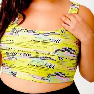 NWT Official Licensed PlayStation PS4 Logo Multicolor Crop Top Bra Plus Size 0X